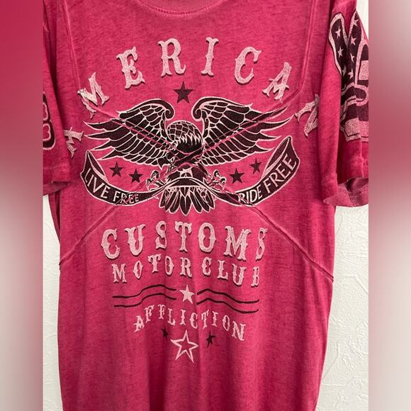 VINTAGE AFFLICTION AMERICAN CUSTOM MOTOR CLUB AOP SHIRT SIZE LARGE CLEAN - Picture 3 of 7
